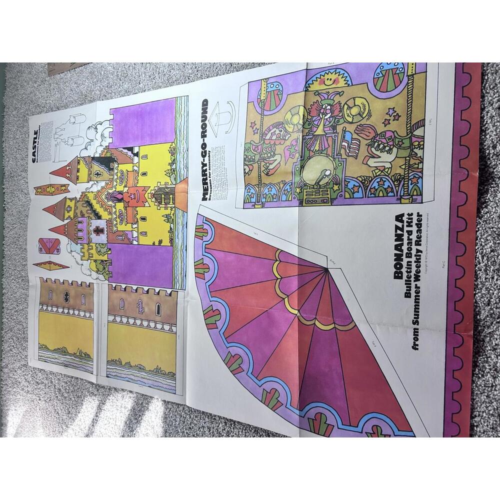 Vintage 1972 Bonanza Bulletin Board Kit - Castle and Merry-Go-Round
